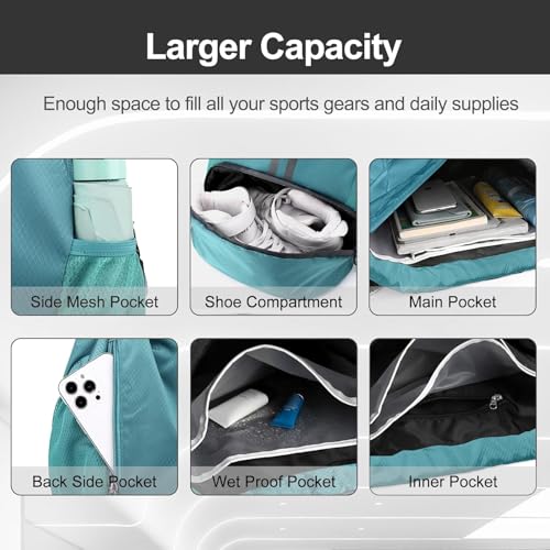 Image of Leosportz Sports Drawstring Bag Backpack for Men Women - Basketball Bag Gym Backpack Dedicated Shoe Compartment | Waterproof Large Space Gym Bag (Drawstring, Pink, 22 liter)