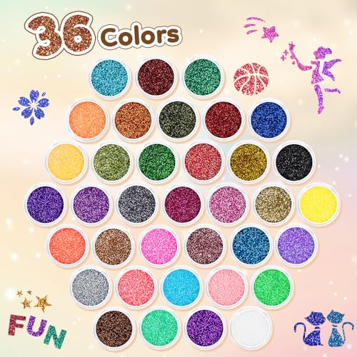 Bledras Glitzer Tattoo Set Kinder, 36 Farben Glitzertattoos für Mädchen – Ansicht 3