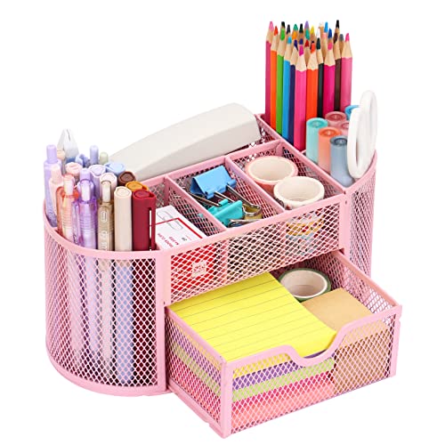 EOOUT Pink Desk Organizer, Pen Holder for Desk and...