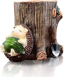 Lependor Cute Hedgehog Desk Pen Pencil Pot Holder Toothbrush Holder Resin Desktop Organizer Container Stationery Storage Office Desk Decoration Study Bookshelf Decor (Rest)