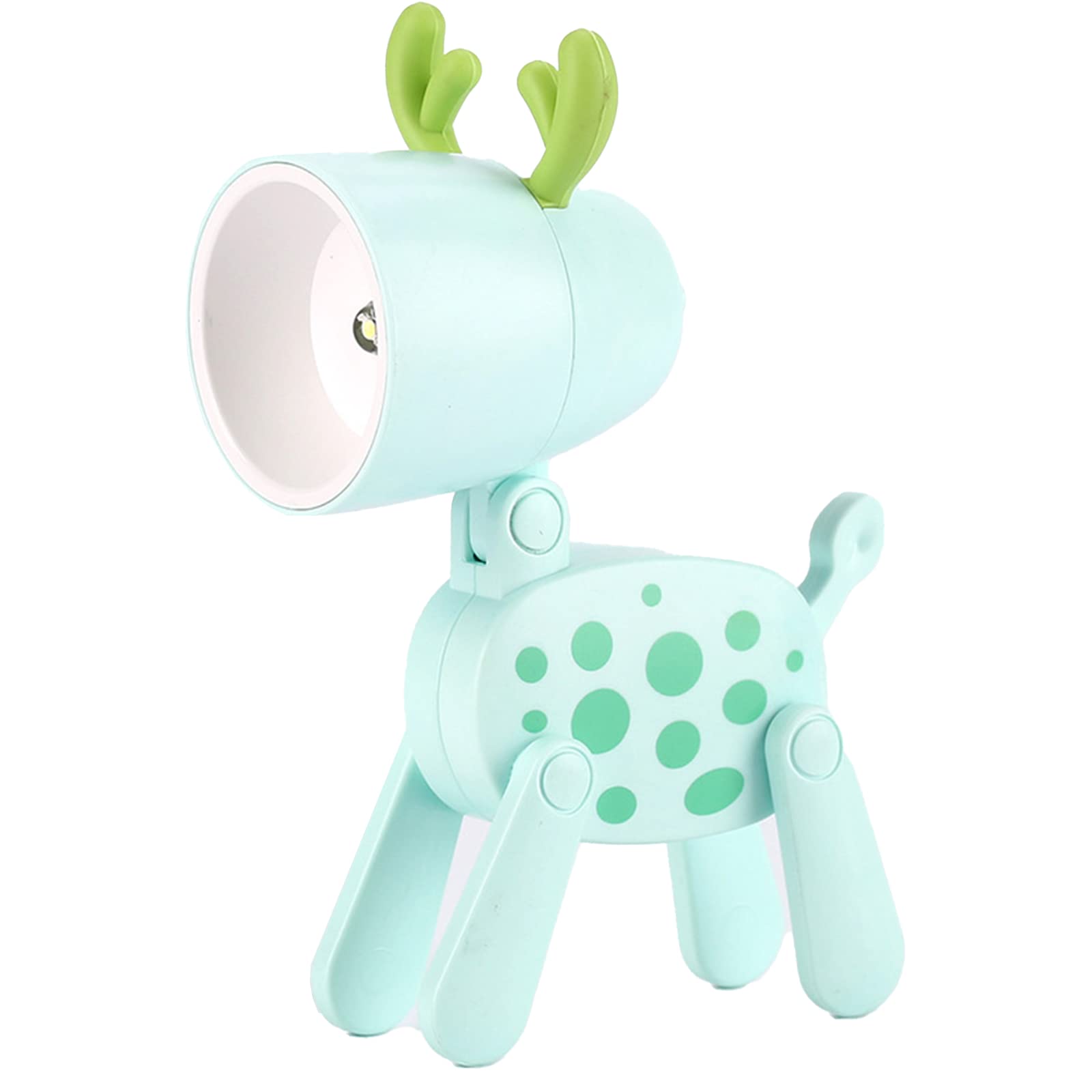 Cute Deer Night Lights, Night Light Kids Lamp for Bedroom, Adjustable Angle LED Portable Dinosaur Lamp, Battery Powered Nightlight for Home Office Decorations Children Christmas Gifts (Green)
