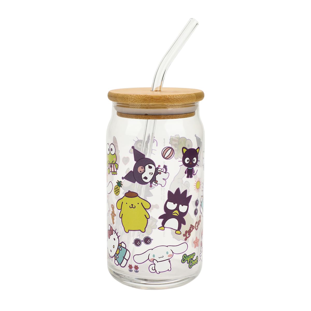 Gobelet en verre Hello Kitty couvercle bambou paille tasse réutilisable 445 ml