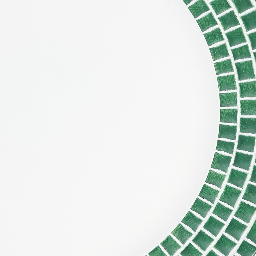 Fennco Styles Tile Border Decorative Charger Plates 13" Round, Set of 4 - Green Table Chargers for Dining Table, Wedding, Holiday & Event Décor