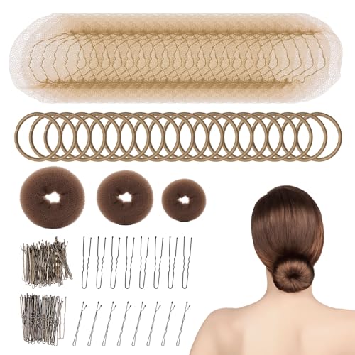 SAIIURV 183 Pezzi Realizzare Chignon Danza Set per Bambina e Donne, Creatore per Pane Retine per Capelli Chignon Invisibili Forcine Capelli Elastici Per Capelli, Ciambella Accessori per Acconciature