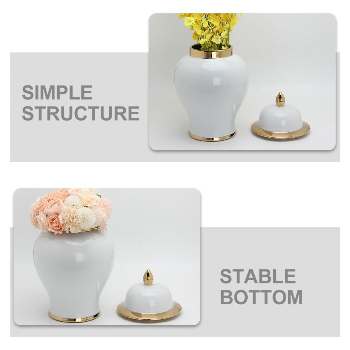 ABOOFAN Vaso in Ceramica Bianco per Decorazione Casa e Centrotavola, Leggero e Grande, per Tavolo da Pranzo e Mensola