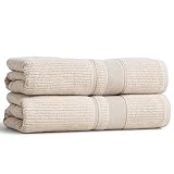 Preston Lane Douro Bath Towel Set – 2 Pack Luxury Cotton Towels, Ultra Soft & Absorbent, Quick-Dry Spa-Quality Bathroom Towels, Made in Portugal, Clay