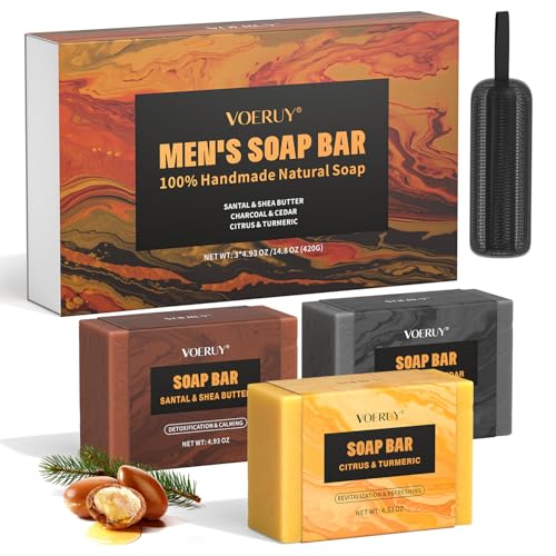 Mens Bar Soap Natural Handmade Mens Soaps for Face Body Hands & Shave Deep Cleansing Refreshing Bar Soap for Men  14.8 Oz 420G