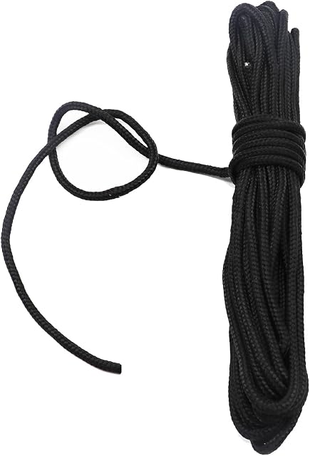 Fuwok 2/3/4/6/8/10MM 20M(64ft) Satin Nylon Trim Cord,Rattail Silk Cord,All Purpose Rope,Assorted Colors Nylon String Twisted Durable Long Ropes (Black, 2mm)