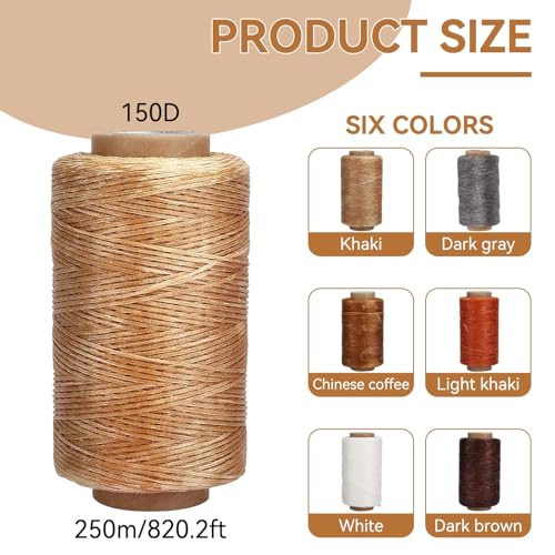 Hilo encerado para coser cuero 273 yardas Khaki miniatura 4