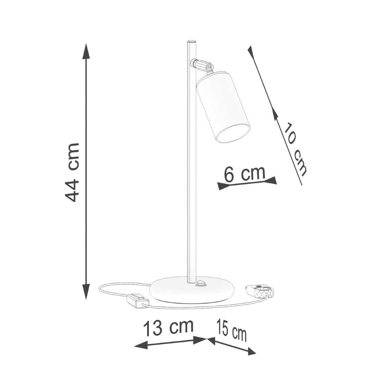 SOLLUX lighting - Lampe de Bureau LED - Lampe de Chevet, lampe de Bureau, lampe de Lecture, Lampe de Travail, Lampe Enfant - GU10, 1x max 10W LED, ~230V, 50Hz, IP20 - Noir/Cuivre - 13x15x44cm