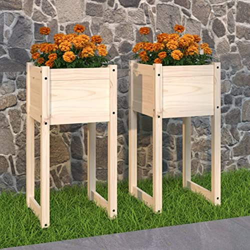 LAPOOH 2 macetas de madera maciza de pino de 40 x 40 x 81 cm, hogar y jardín, césped y jardín, jardinería, macetas y macetas (SPU: 822123)