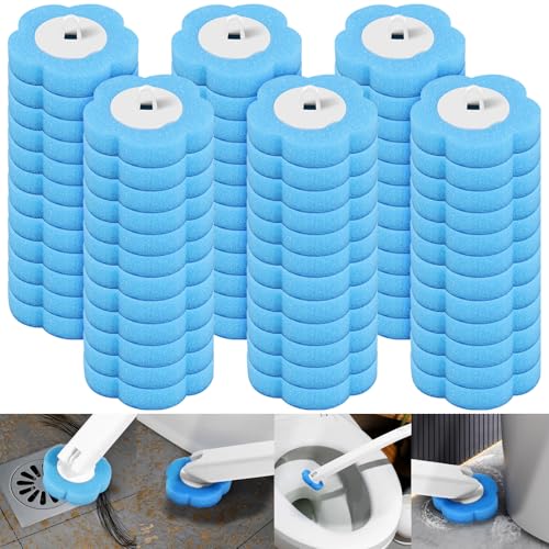 Lot de 72 têtes de rechange jetables pour brosse de toilette, éponge bleue, avec détergent, pour lavabo, baignoire, piscine