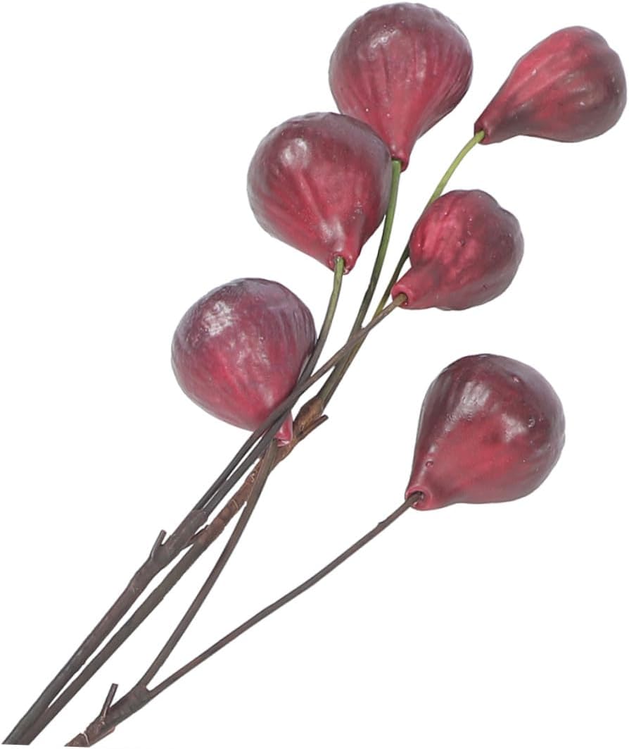 2pcs Artificial Fig Branches with Red Berry Stems Realistic Faux Fruits for Home and Party Decorations, Sturdy Artificial Fruit Vine for Basket and Valentine’s Day Ornaments