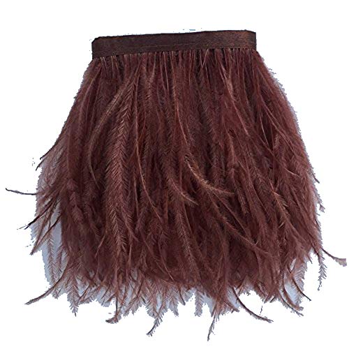 KOLIGHT Pack of 10 Yards Natural Dyed Ostrich Feathers Trim Fringe 4~5inch for DIY Dress Sewing Crafts Costumes Decoration (Brown)