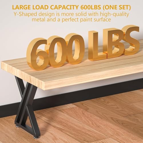 Image of 16'' Metal Table Legs, Sturdy Black Bench Legs, Suitable for DIY Coffee Tables, Dining Tables, Desks, and Benches(H40cm x W30cm, 2 Piece) (16''Y-Type)