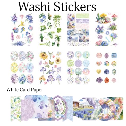 Image of The AutoStory Vintage Scrapbook Album Kit - A6 Junk Journal Notebook with Aesthetic Stickers, Collage Paper Pack & Washi Tape - DIY Journaling Supplies Gift for Teens & Girls (Twilight Iris, Purple)