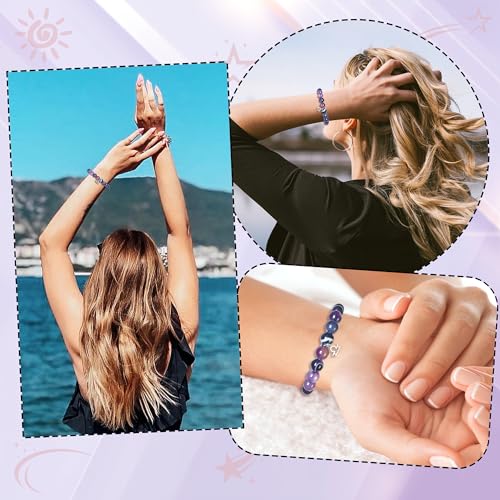 ZCCLINN Libra Bracelets Birthday Gifts, Zodiac Astrology Bracelets Present for Women, Horoscope Libra Constellation Crystal Purple Unique Jewelry with Wish Card for Mom Friend Lady - Image 6