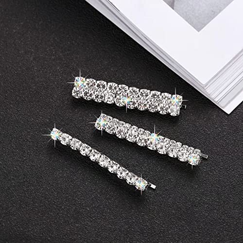 6Pcs Bling Metal Rhinestone Hair Clips For Women, Silver Sparkly Hairpins Barrettes, Luxury Hairgrip Hair Headwear Accessories For Party Wedding Daily (A) #TOP1
