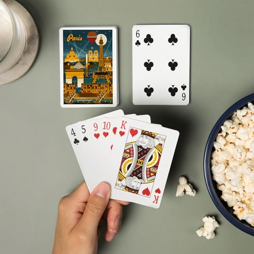 Lantern Press Paris, France, Retro Skyline, 52 cartas poker miniatura 2
