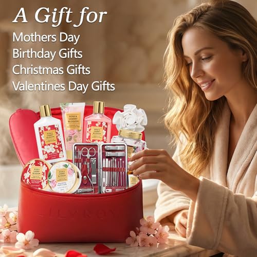 Image of 32Pcs Moisturizing Rose Bath and Body Gifts Skin Care Spa Gift Set for Women