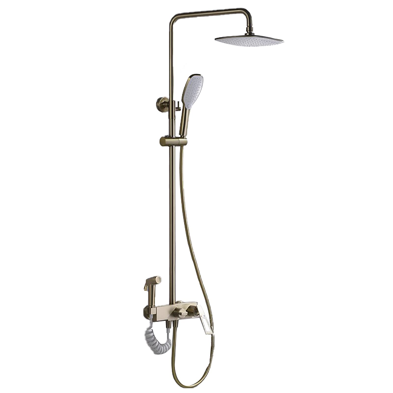 SBCGFY Faucets,Faucet/Tap,Shower System With Tub Spout Rain Mixer Shower Combo Set With 9.6 Inches Rainfall Shower Head Shower Faucet Set With Ld Combo Set, Bidet Sprayer/Brushed D,Brushed D