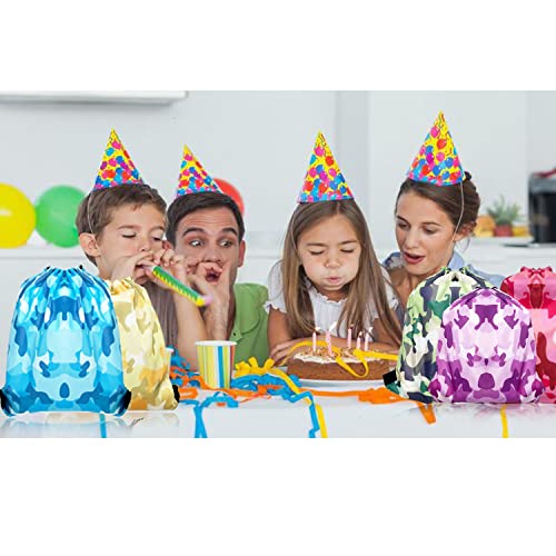 15Pcs 5 Colors Camouflage Drawstring Bags,Rainbow Drawstring Backpack Bags,Colorful Retro Treat Candy Backpack For Kids Party Bags #TOP6