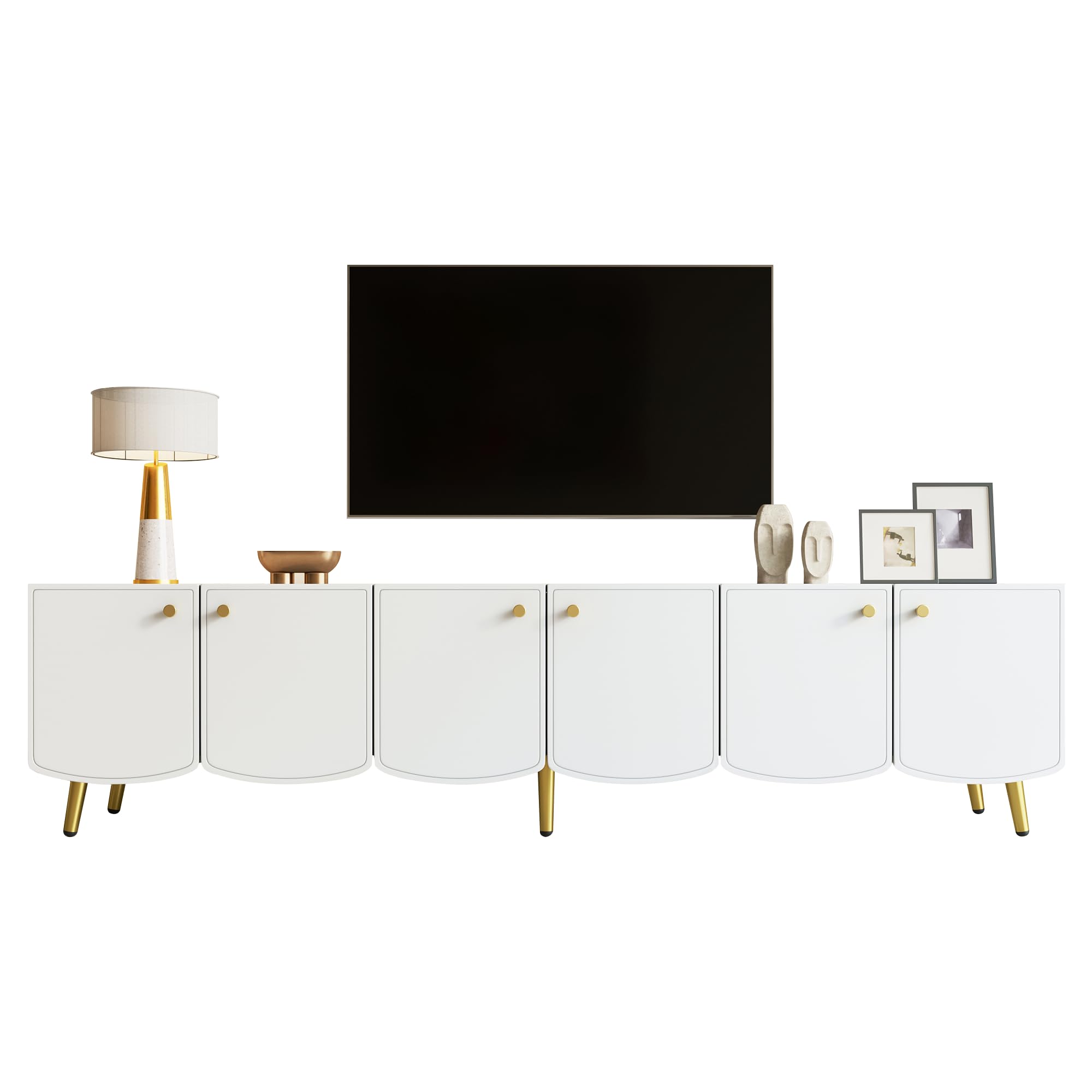 HAINEW Mobile TV basso con 6 ante, bianco, 180 x 40 x 45 cm, D26082701