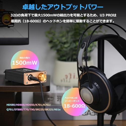 Nobsound U3 PRO ヘッドホンアンプ クラスA 増幅器 ハイファイ: 1500mW高出力 OP42/BUF634搭載 オペアンプ交換可能 デュアル出力 デスクトップ用 HIFIマニア向け