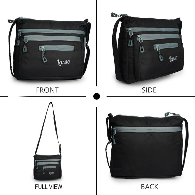 Image of Lasso Stylish Multi-Pocket Crossbody Waterproof Sling Bag For Women with Adjustable Strap | Stylish Ladies one side bag and purse for women & girls | 5 L Capacity & 5 Multiple Pockets with Zip