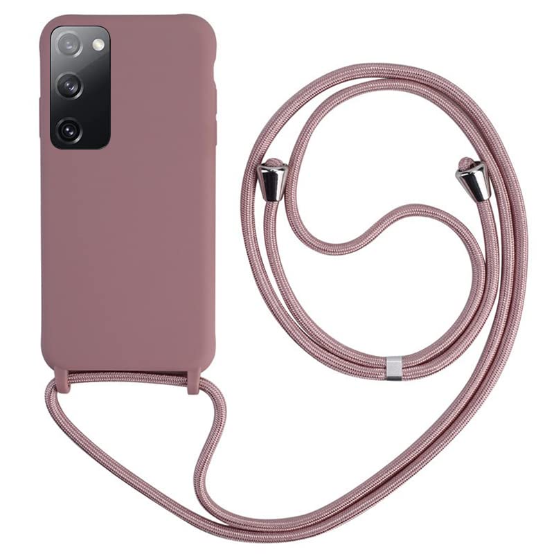 Keteen handyband hülle für Samsung Galaxy S20 FE Handyhülle mit Band Slim Silikon S20 FE hülle mit Abnehmbar Kordel Stossfest Bumper Cover zum Umhängen Necklace Handyhülle für Samsung S20 FE-Pink
