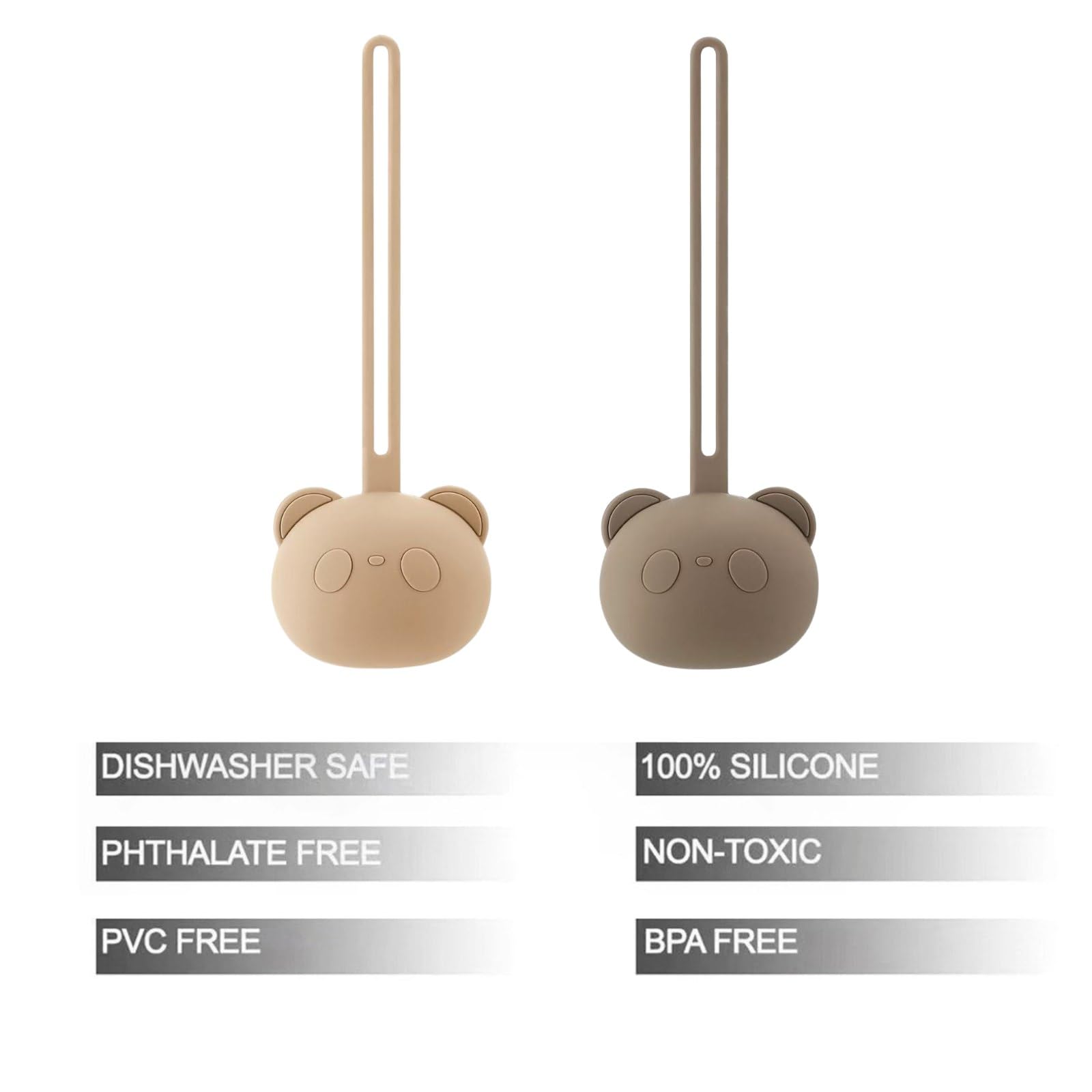PandaEar Boîtes à Sucettes en Silicone Lot de 2, Étui Rangement Forme d'Ours avec Sangle Voyage