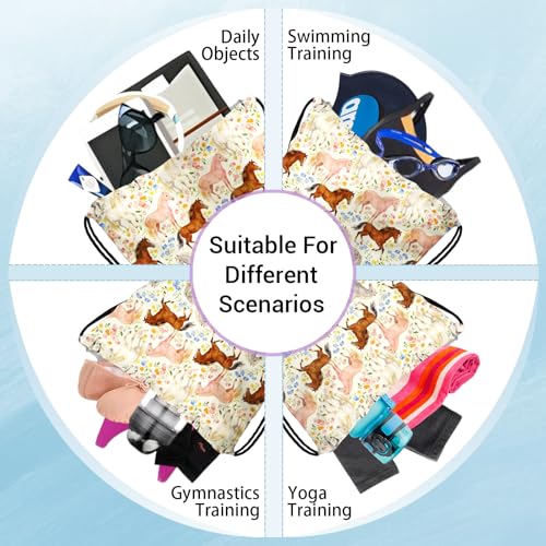 Image of Grip Bag for Gymnast Horse Floral Vintage Gymnastics Drawstring Bag for Travel