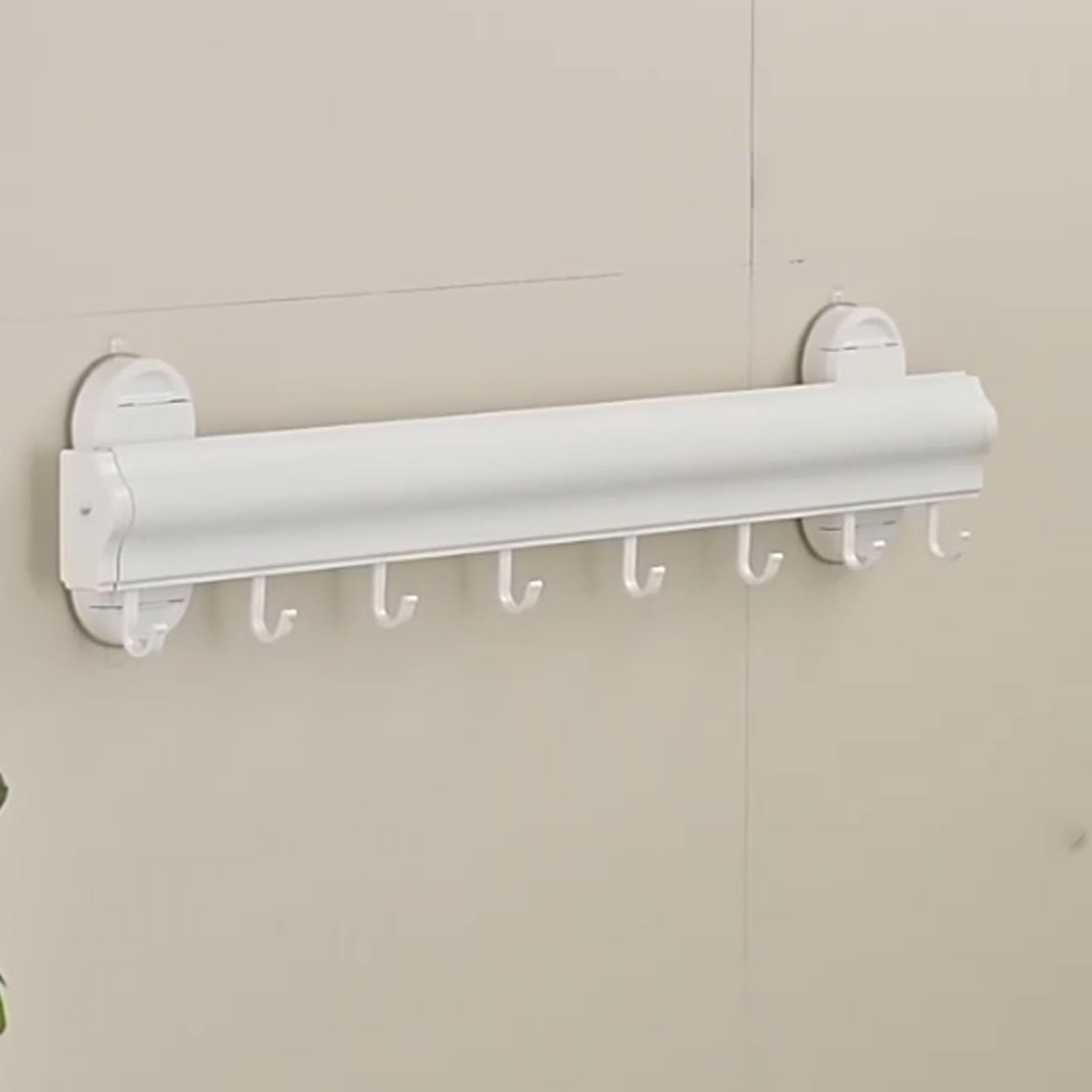 Stendibiancheria a scomparsa a parete, salvaspazio, con ventosa per asciugamani, calzini, biancheria intima, 60 cm, bianco (Bianca)
