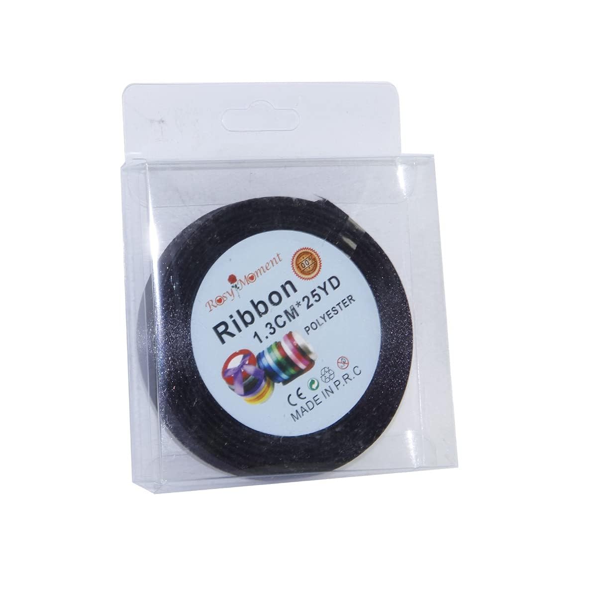 Rosymoment Ribbon Satin Fabric Ribbon For Gift Package Wrapping Hair Bow Clips Making Crafting Sewing Wedding Decorations Width 1.3cm*24.6 M Rbn-8572 - Black