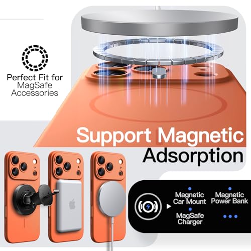 Image of JETech Magnetic Slim Case for iPhone 17 Pro Max 6.9-Inch, Compatible with MagSafe, Ultra-Thin Lightweight Minimalist Phone Cover with Matte Finish and Full Camera Lens Protection (Orange)