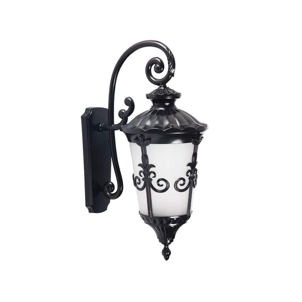 HXYSXHJUO Waterproof Aluminum Alloy Outdoor Wall Sconce Courtyard Exterior Mount Patio/Porch Lantern Light Lamp Matte Black Finish With Glass Industrial Retro Embedded E27 Lighting Fixtu