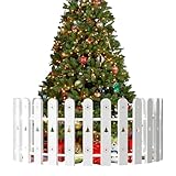 Harrms Weihnachtsbaum Zaun 28 Stück, Kinder- & Haustiersicherer Weihnachtsbaum Schutz, Stabiler Kunststoffzaun Miniatur Zaun für Weihnachtsbaum, Garten, Hochzeit, Party Dekoration, Weiß