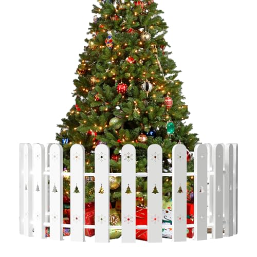 Harrms Christmas Tree Fence for Dogs Protective Tree Guard Barrier for Kids & Pets 28 Pcs White Picket Fence Indoor Outdoor Easy Assembly Christmas Decorations
