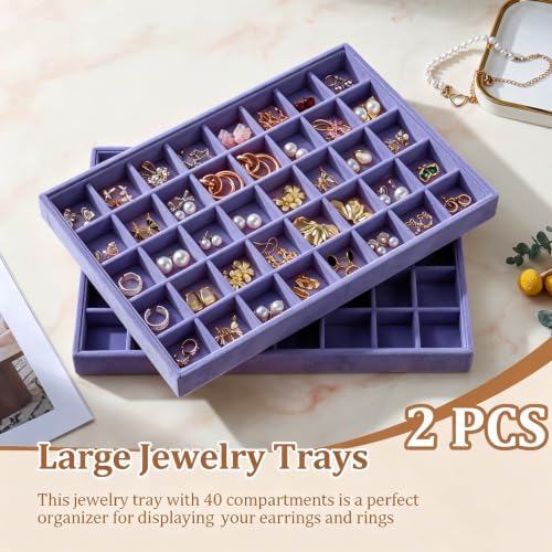 Image of Large Velvet Jewelry Tray Display Drawer Inserts 2 Pack