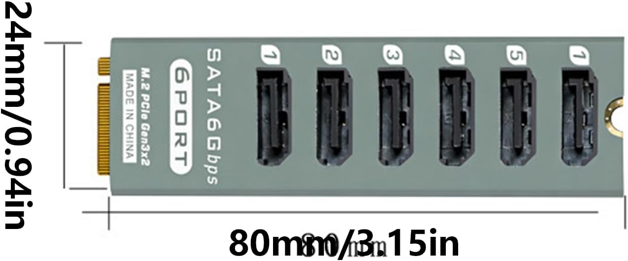 SATA6G Expansion Card with 6 Port for Fast Speed Data Transfer and Storage