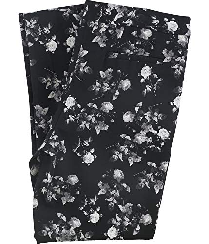 Alfani Womens Floral Casual Trouser Pants, Black, 42
