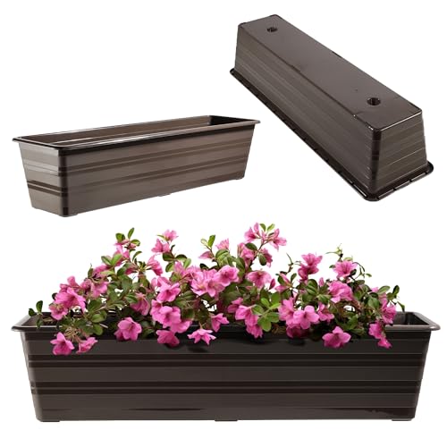 KADAX Blumenkasten 60 cm Braun, Balkontopf aus Kunststoff,...