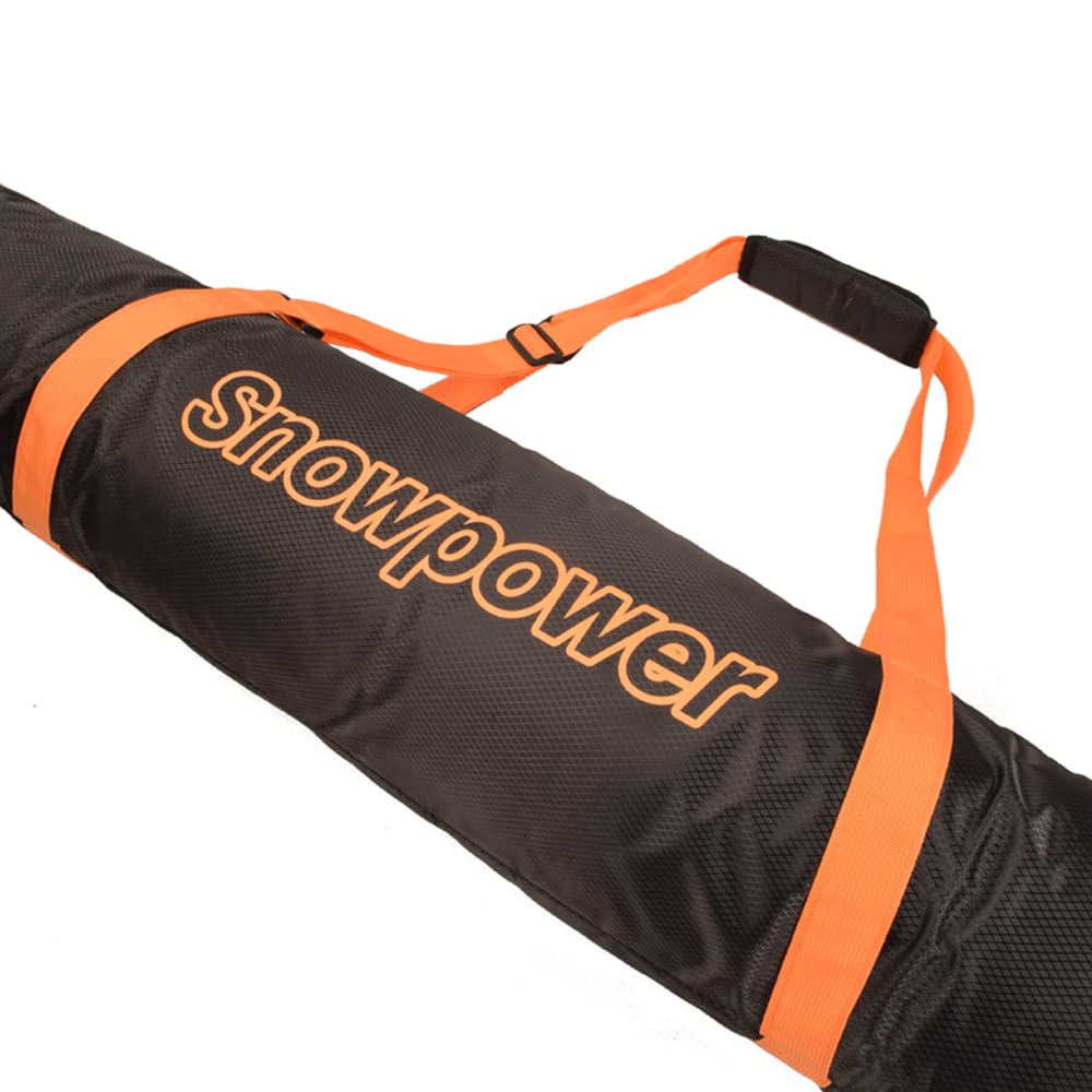 UNISTRENGH Fully Padded Single Ski Travel Bag with Dual Layer Thicken Padded Skiing Soft Case Bag Shoulder Handle Bag (Orang/Black, 170CM)