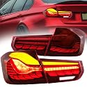 VLAND Rückleuchten Kompatibel mit BMW 3er Serie F30 F80 2012-2018 (nicht geeignet F31 F34) Rücklicht-Komplettsets Rücklichter mit sequenziellem Blinklicht, mit E-Prüfzeichen, Linsenfarbe rot