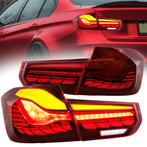 Image of VLAND LED Rear lights Compatible with 3-Series F30 F80 2012-2018 (Not fit for F31 F34) Tail Lights Lamps w/Sequential Turn Signals, E-Mark(Red&Clear)
