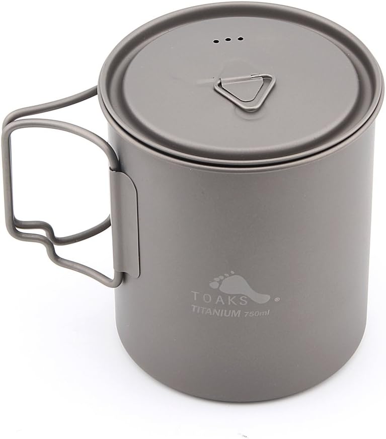 Titanium 750ml Pot Backpacking Camping Pot Cup Mug Ultralight Camping Cookware