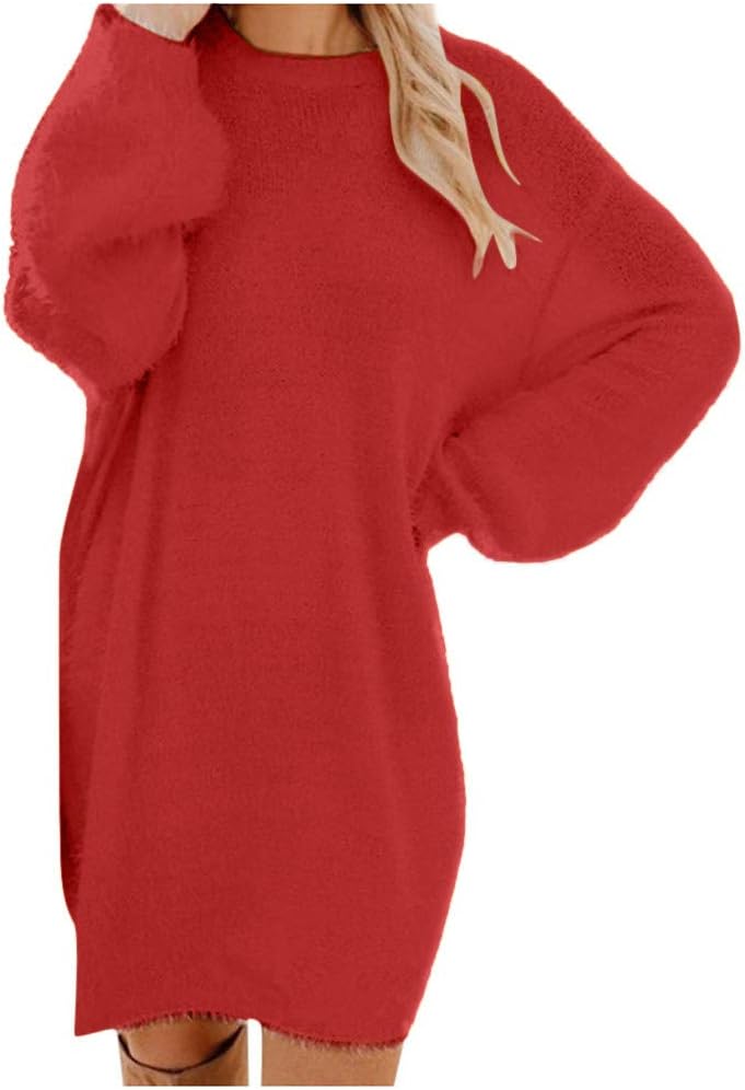 Winter Sweaters for Women 2025 Casual Crewneck Long Sleeve Oversized Sweater Dress Fall Loose Slouchy Soft Pullover