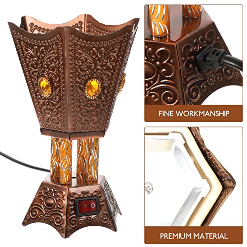 Sewacc Bakhoor Electric Incense Burner Middle Eastern Style Tabletop Electric Censer Censer Metal Incense Burner For Home Office Yoga Spa Aromatherapy Decor Copper (Us Plug) #TOP6