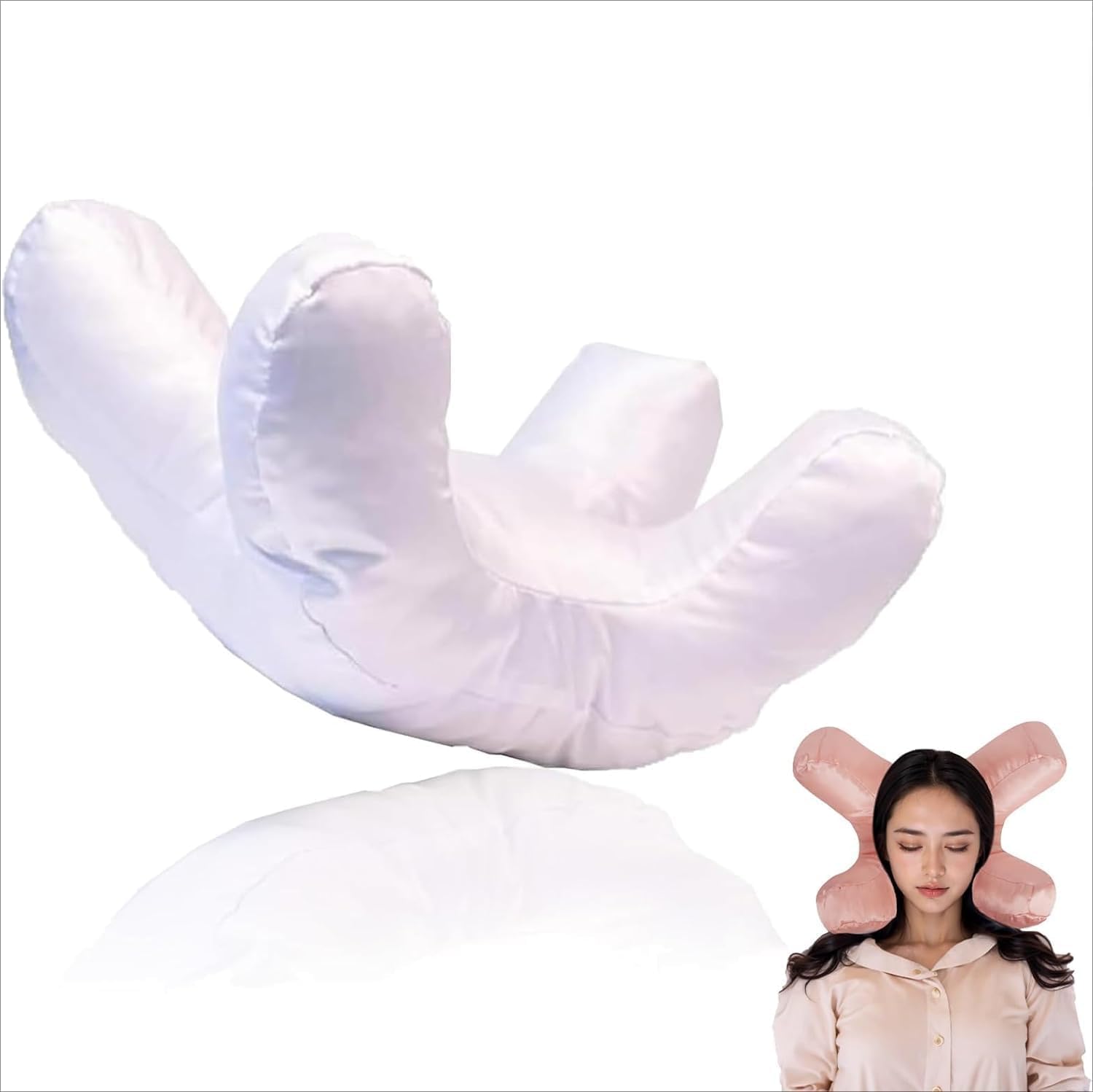 YeGang Flawless Face Pillow - Anti-Wrinkle Beauty Pillow for Neck Facial Wrinkle Prevention Memory Foam Side Sleeper Pillow for Sleeping Face Down Comfortable Sleep Support Pillow (White)