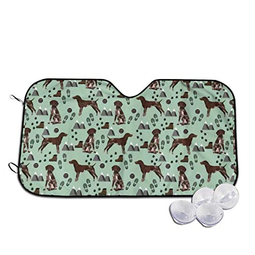 ドイツのショートヘアードポインター犬 車用サンシェード 車窓日よけ カーシェード UVカット 遮光 断熱 日焼け防止 防紫外線 静電気 取付け簡単 吸盤2個付